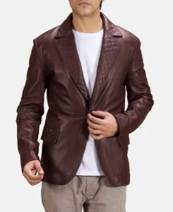 Radaron Quilted Maroon Leather Blazer | Trendy Leather Jackets