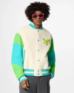Rainbow Playground Varsity Jacket | Trendy Leather Jackets