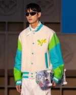 Rainbow Playground Varsity Jacket | Trendy Leather Jackets