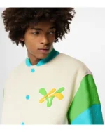 Rainbow Playground Varsity Jacket | Trendy Leather Jackets