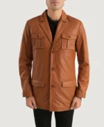 Ray Cutler Tan Brown Leather Blazer | Trendy Leather Jackets