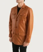 Ray Cutler Tan Brown Leather Blazer | Trendy Leather Jackets