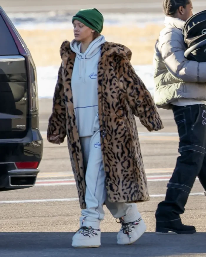 Rihanna Leopard Print Long Coat | TLJ