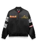 Royal Rumble Historic Logos Quilted Satin Jacket | Trendy Leather Jackets