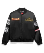 Royal Rumble Historic Logos Quilted Satin Jacket | Trendy Leather Jackets