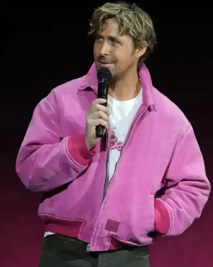 Ryan Gosling Pink Bomber Jacket | Trendy Leather Jackets