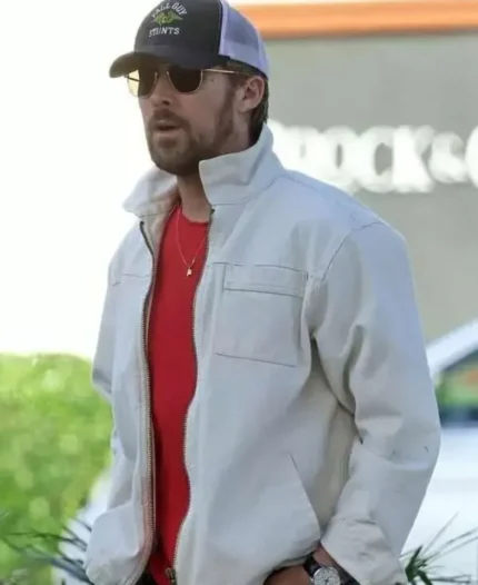 Ryan Gosling Val Station White Cotton Jacket | Trendy Leather Jackets