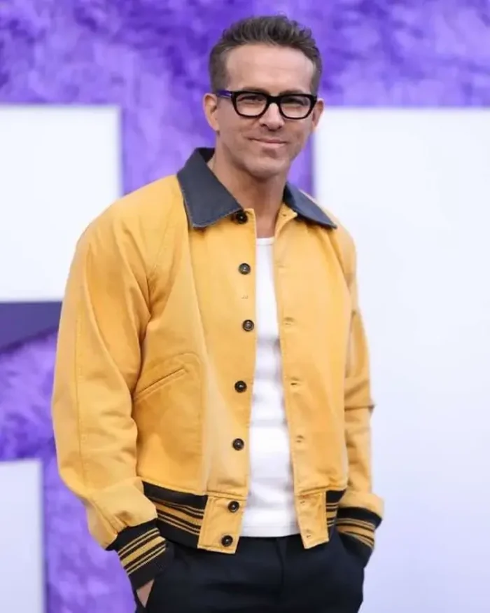 Ryan Reynolds IF 2024 Yellow Leather Jacket | Trendy Leather Jackets