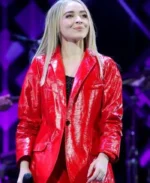 Sabrina Carpenter Red Leather Blazer | Trendy Leather Jackets