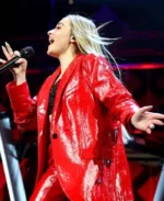 Sabrina Carpenter Red Leather Blazer | Trendy Leather Jackets