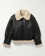 Saint Laurent Shearling Flight Trimmed Leather Jacket | Trendy Leather Jackets