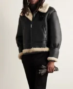 Saint Laurent Shearling Flight Trimmed Leather Jacket | Trendy Leather Jackets