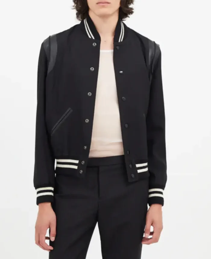 Saint Laurent Teddy Varsity Jacket | Trendy Leather Jackets