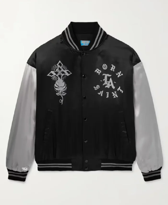 Saint Mxxxxxx Born X Raised Printed Satin Twill Bomber Jacket | Trendy Leather Jackets