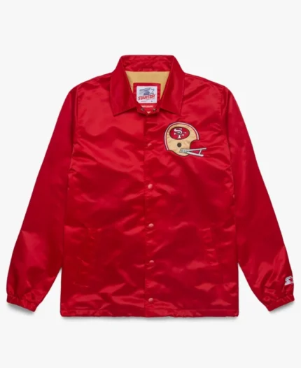 San Francisco 49ers Homage X Starter Red Coach Jacket | Trendy Leather Jackets