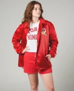 San Francisco 49ers Homage X Starter Red Coach Jacket | Trendy Leather Jackets
