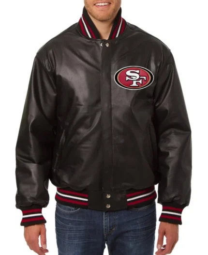San Francisco 49ers JH Design Leather Snap Jacket | Trendy Leather Jackets