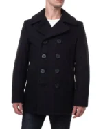 Schott NYC Classic Melton Wool US Navy Pea Coat Reefer Jacket | Trendy Leather Jackets