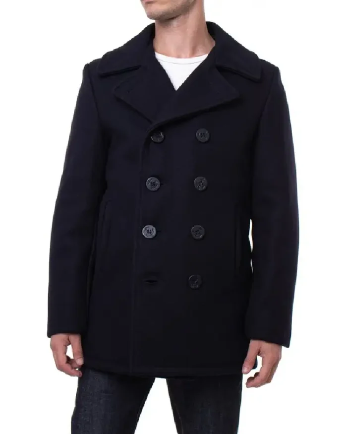 Schott NYC Classic Melton Wool US Navy Pea Coat Reefer Jacket | Trendy Leather Jackets