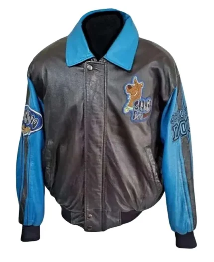 Scooby Doo Black and Blue Bomber Leather Jacket | Trendy Leather Jackets