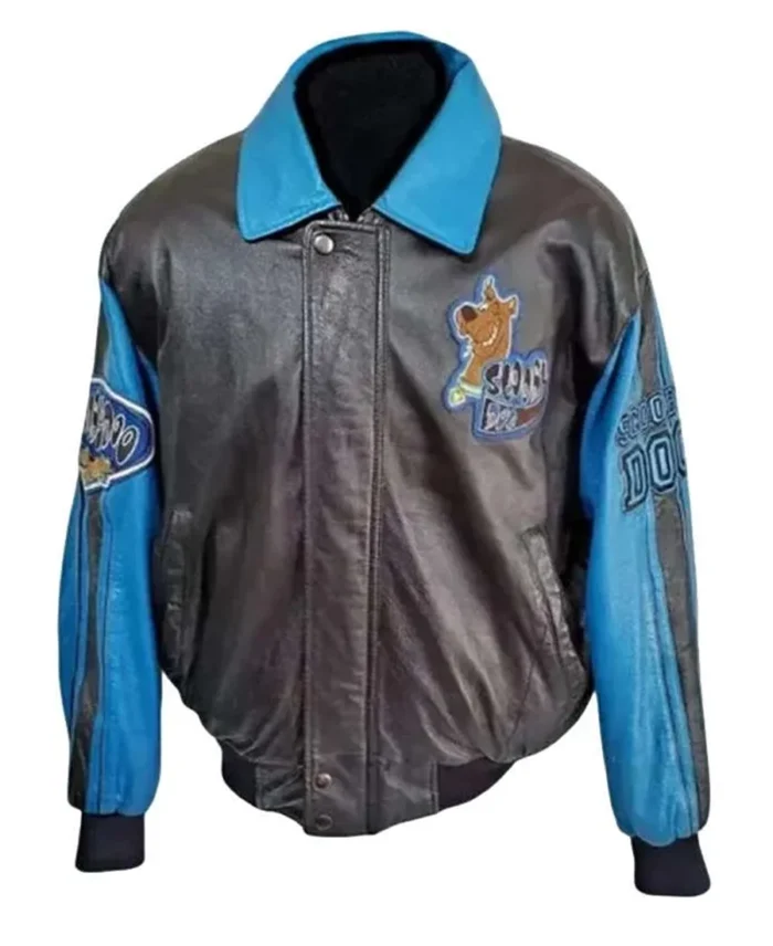 Scooby Doo Black and Blue Bomber Leather Jacket | Trendy Leather Jackets
