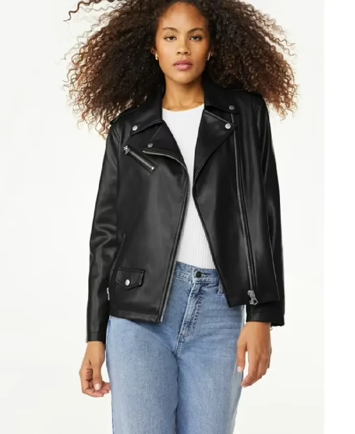 Scoop Women's Faux Leather Moto Jacket | Trendy Leather Jackets