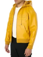 Script Nappa Leather Hoodie | Trendy Leather Jackets