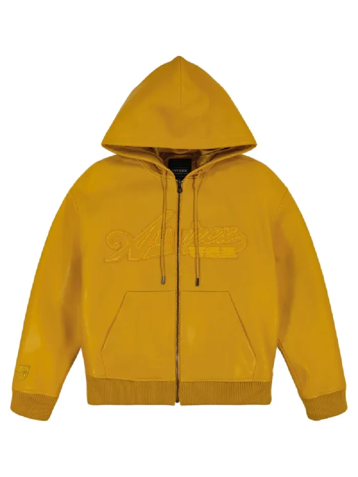 Script Nappa Leather Hoodie | Trendy Leather Jackets