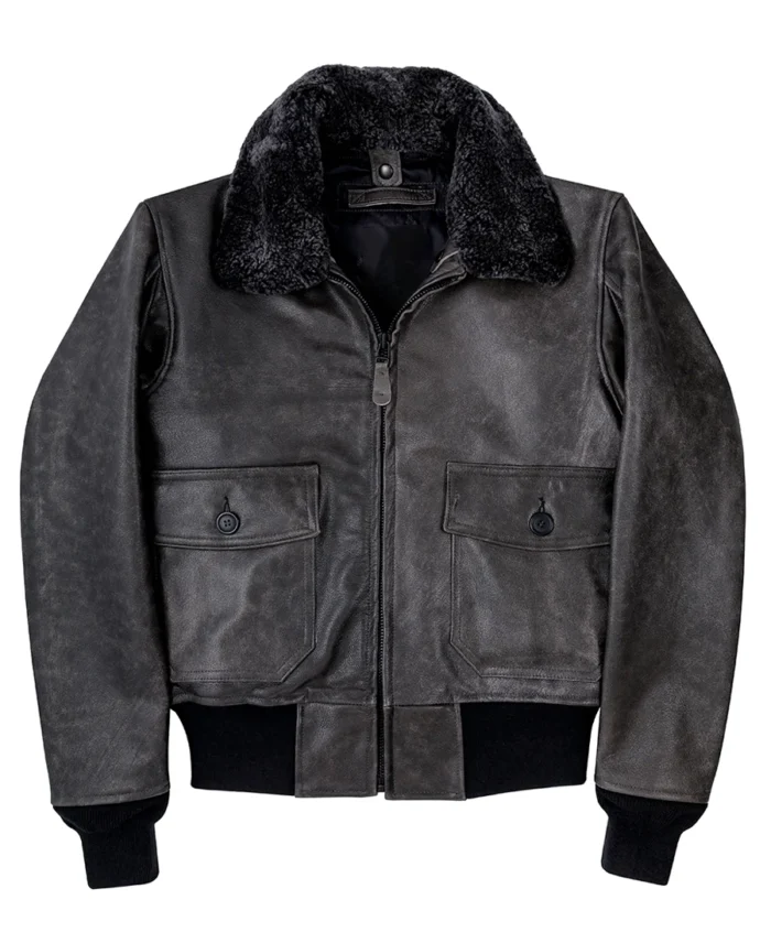 Shadow G-1 Distressed Black Aviator Leather Jacket | Trendy Leather Jackets