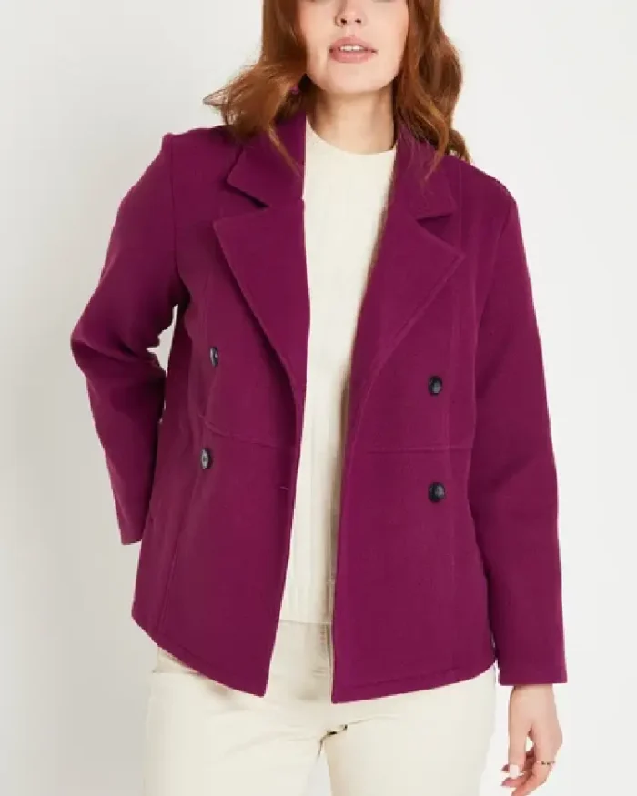 Short-Length Double Fastening Reefer Jacket | Trendy Leather Jackets