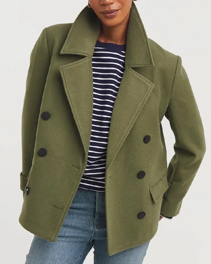 Short-Length Green Reefer Coat Jacket | Trendy Leather Jackets