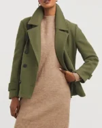 Short-Length Green Reefer Coat Jacket | Trendy Leather Jackets