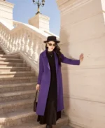 Sixdo Purple Lapel Neck Long Coat | Trendy Leather Jackets