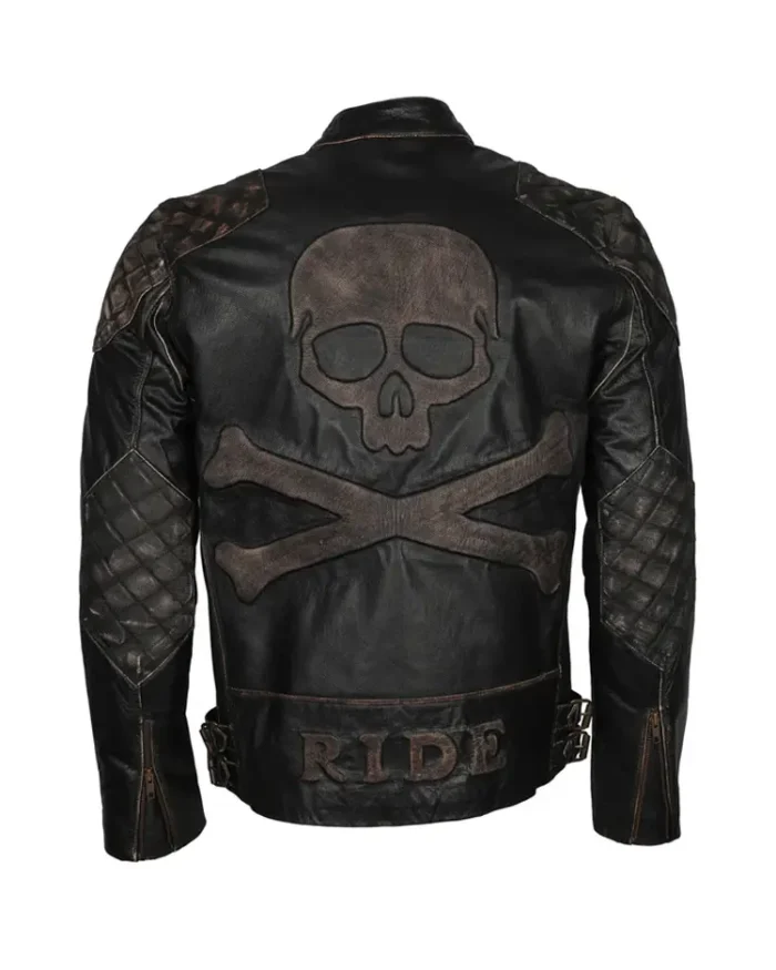 Skull Crossbones Biker Leather Jacket | Trendy Leather Jackets