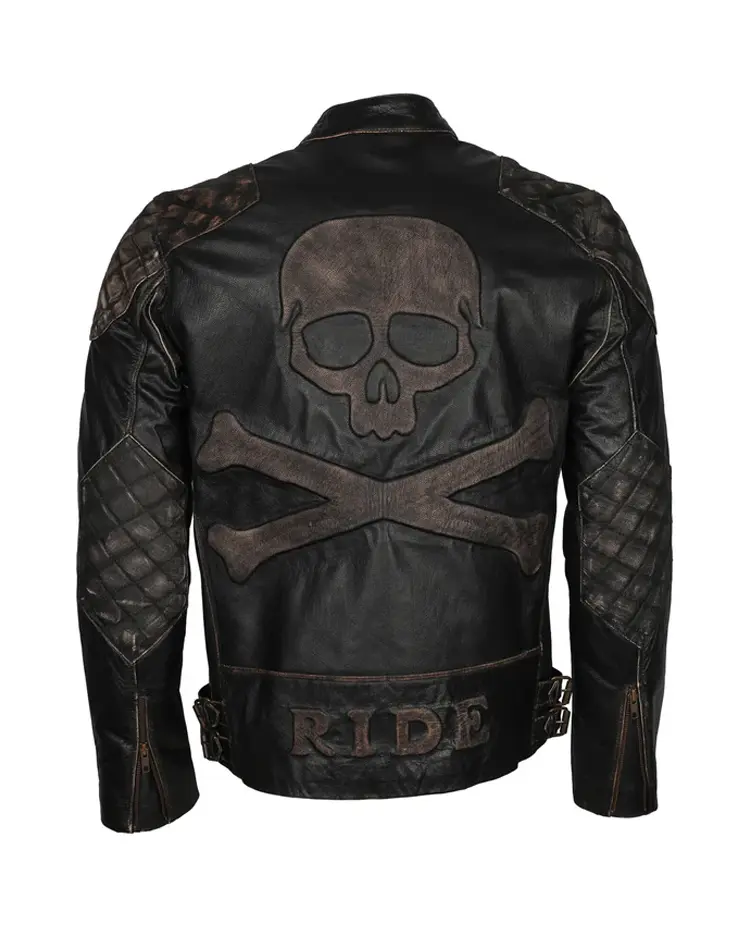 Skull Crossbones Biker Leather Jacket | Trendy Leather Jackets