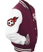 Soccer Stegaro Maroon Varsity Jacket | Trendy Leather Jackets