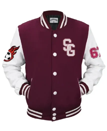 Soccer Stegaro Maroon Varsity Jacket | Trendy Leather Jackets