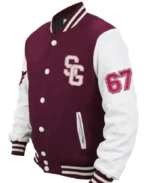 Soccer Stegaro Maroon Varsity Jacket | Trendy Leather Jackets