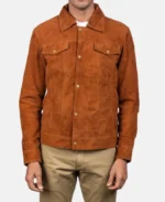 Stallon Brown Suede Trucker Jacket | Trendy Leather Jackets