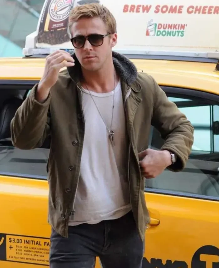 Street Style Ryan Gosling Green Jacket | Trendy Leather Jackets