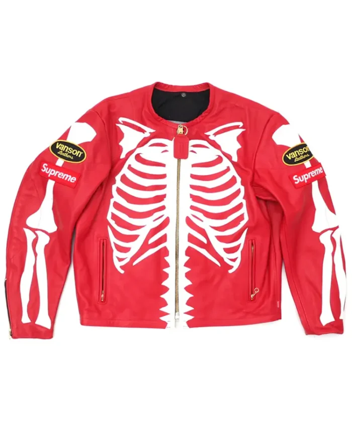 Supreme Skeleton Red Vanson Biker Jacket | TLJ