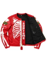 Supreme Skeleton Red Vanson Biker Jacket | TLJ