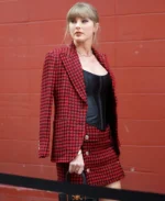 Taylor Swift Kansas City Chiefs Red And Black Plaid Blazer | Trendy Leather Jackets