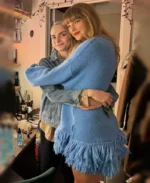 Taylor Swift Stella McCartney Blue Fringed Sweater | Trendy Leather Jackets