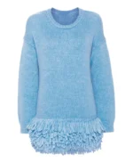 Taylor Swift Stella McCartney Blue Fringed Sweater | Trendy Leather Jackets