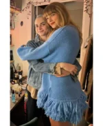 Taylor Swift Stella McCartney Blue Fringed Sweater | Trendy Leather Jackets
