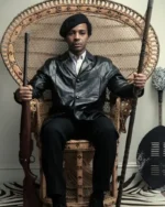 The Big Cigar Huey P. Newton Black Leather Coat | Trendy Leather Jackets