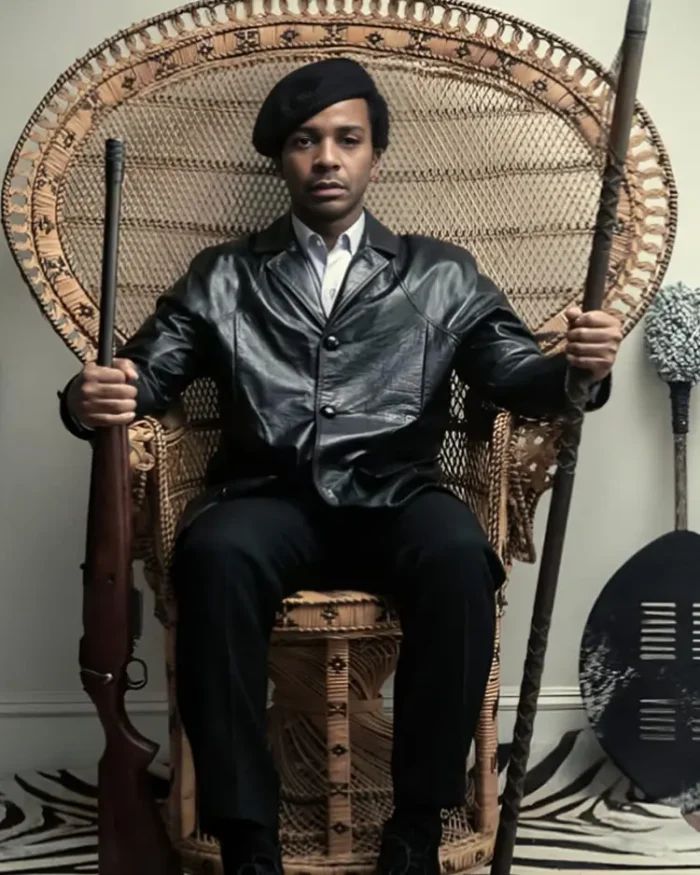 The Big Cigar Huey P. Newton Black Leather Coat | Trendy Leather Jackets