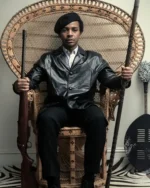 The Big Cigar Huey P. Newton Black Leather Coat | Trendy Leather Jackets