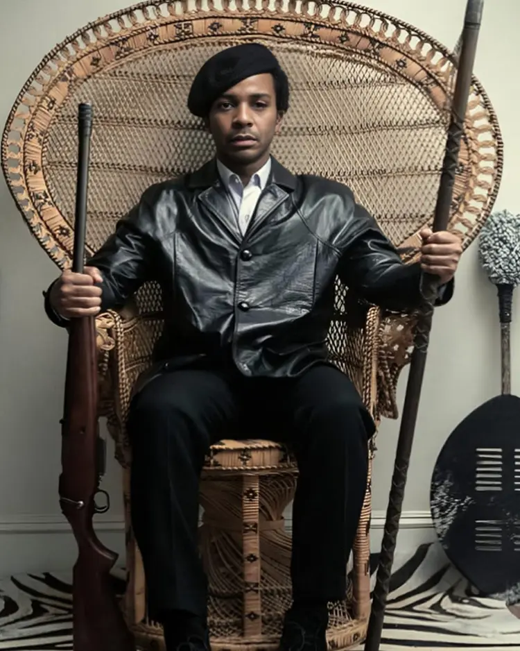 The Big Cigar Huey P. Newton Black Leather Coat | Trendy Leather Jackets